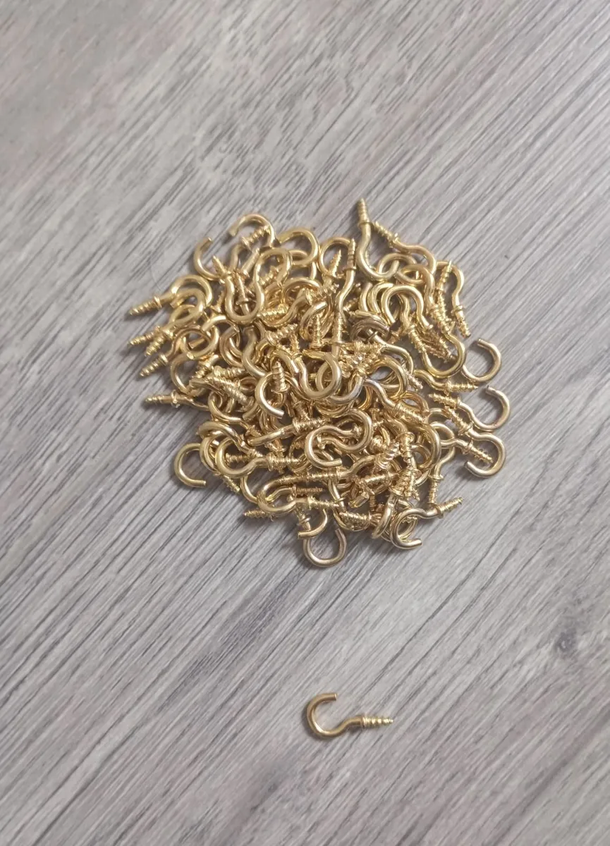 Small Brass Cup Hooks - Image 1
