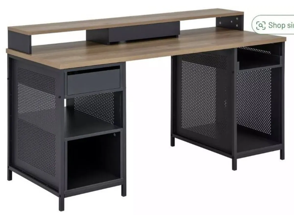 Argos Home Modular 1 Drawer Gaming Desk - Oak/Grey - Image 1