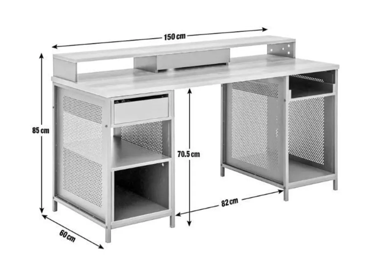 Argos Home Modular 1 Drawer Gaming Desk - Oak/Grey - Image 3