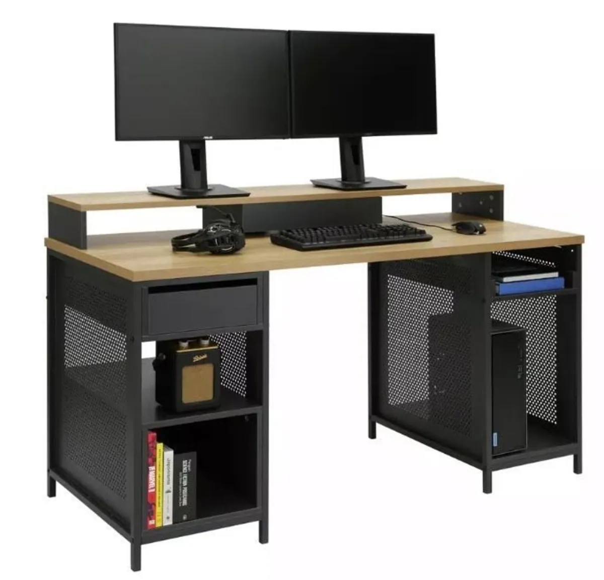 Argos Home Modular 1 Drawer Gaming Desk - Oak/Grey - Image 4