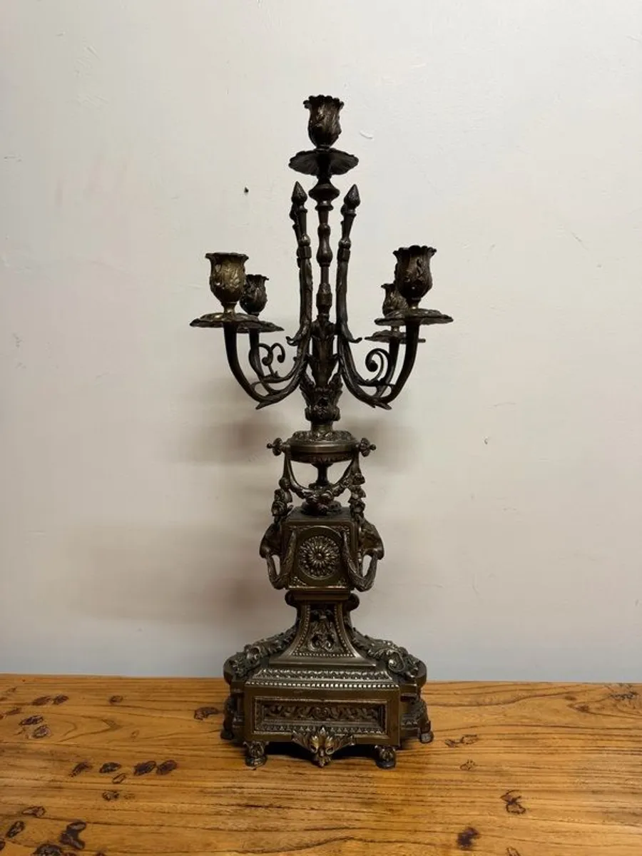 Magnificent Large Antique French 5 Branch Bronze Candelabra - Image 1