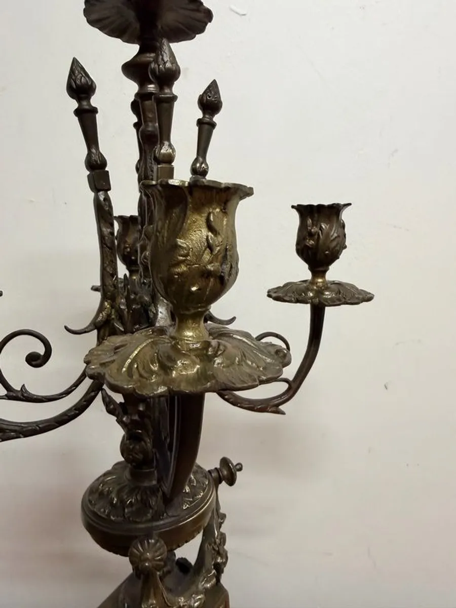 Magnificent Large Antique French 5 Branch Bronze Candelabra - Image 4