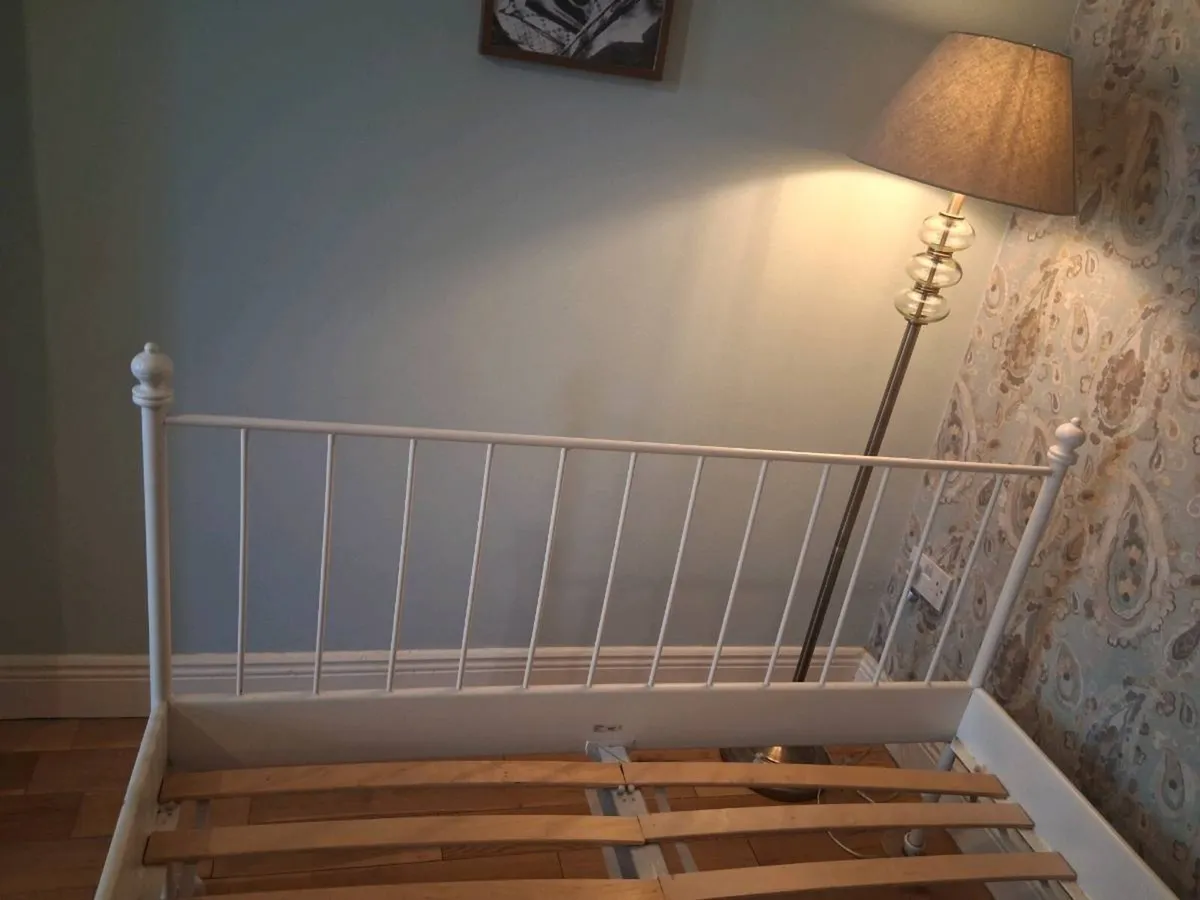 Ikea white double bed with mattress - Image 2