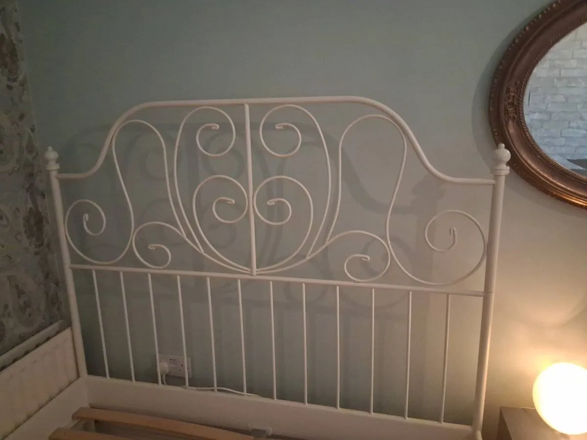 Ikea white double bed with mattress - Image 3