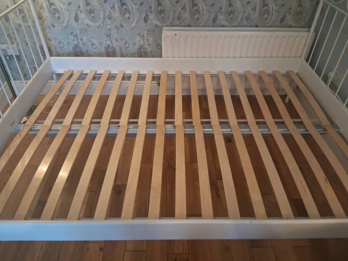 Ikea white double bed with mattress - Image 4