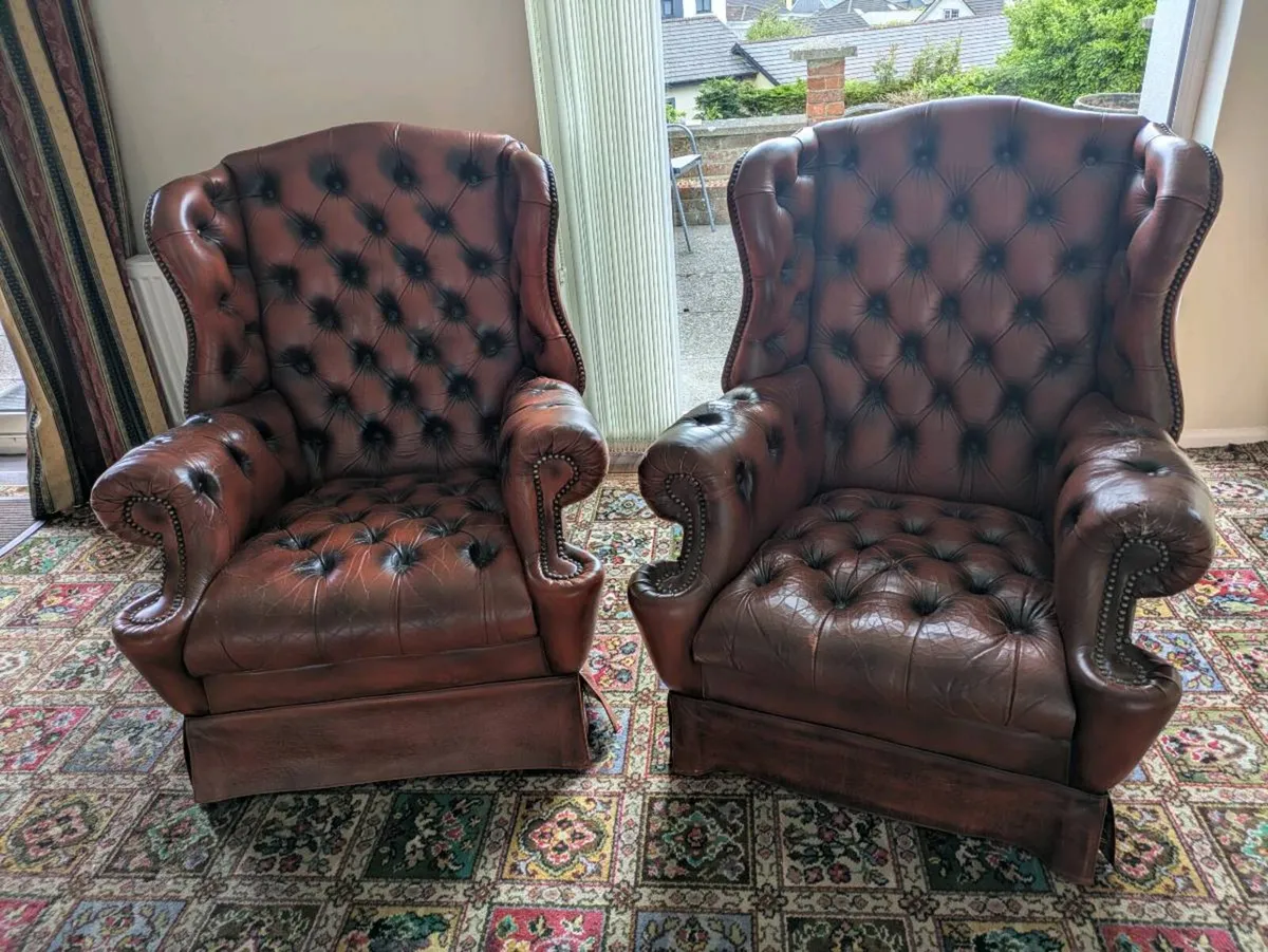 Chesterfield style wingback chairs - Image 1