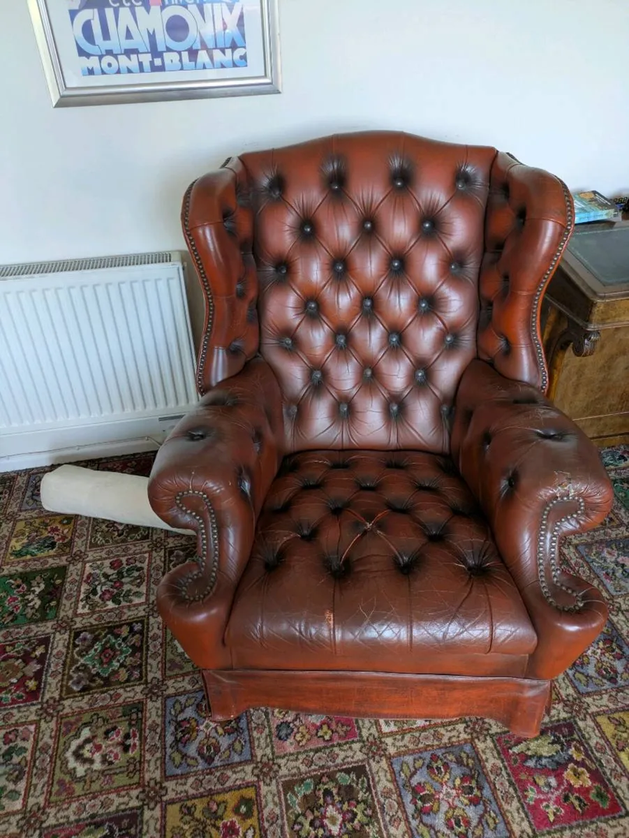 Chesterfield style wingback chairs - Image 2