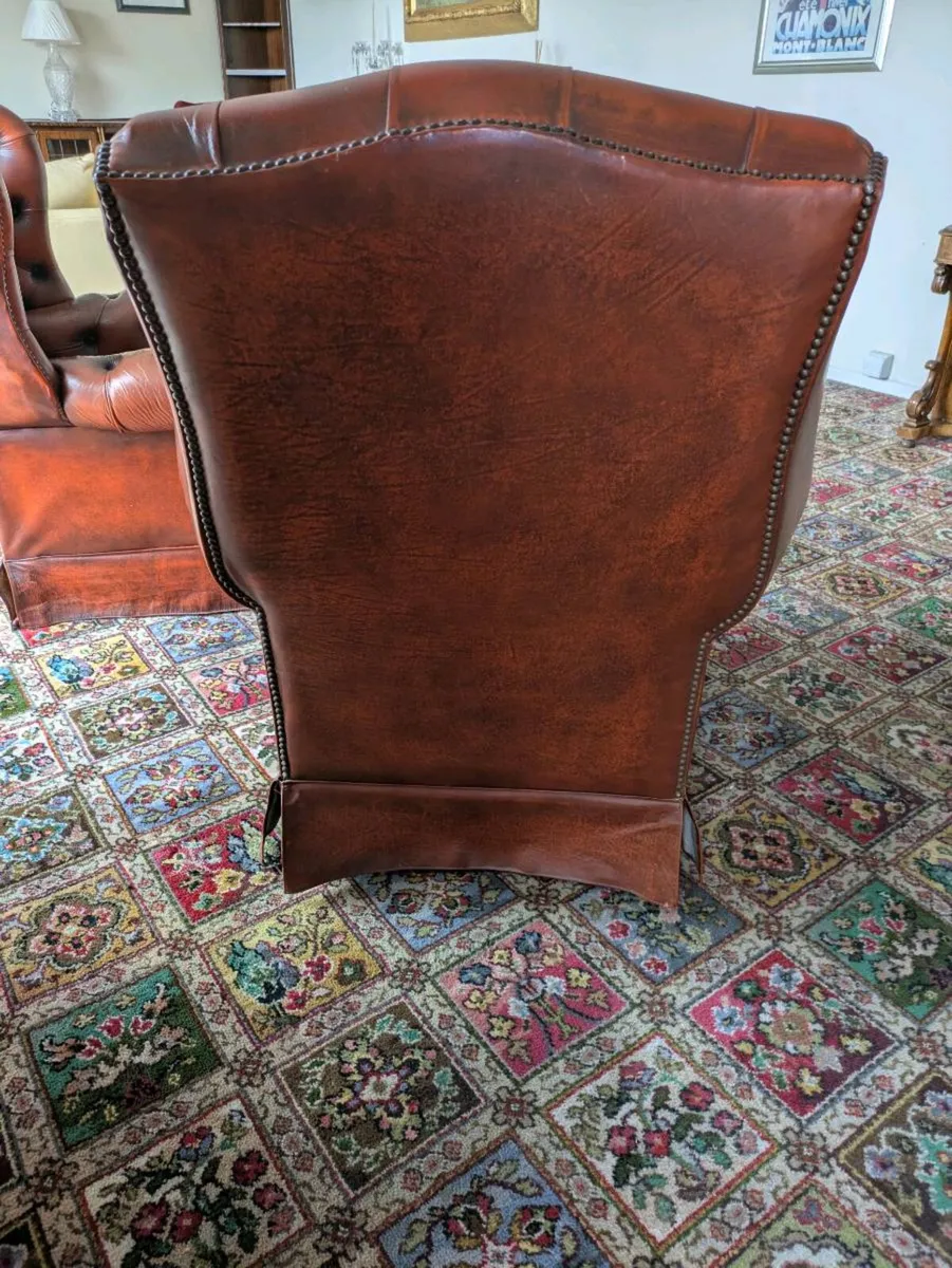 Chesterfield style wingback chairs - Image 4