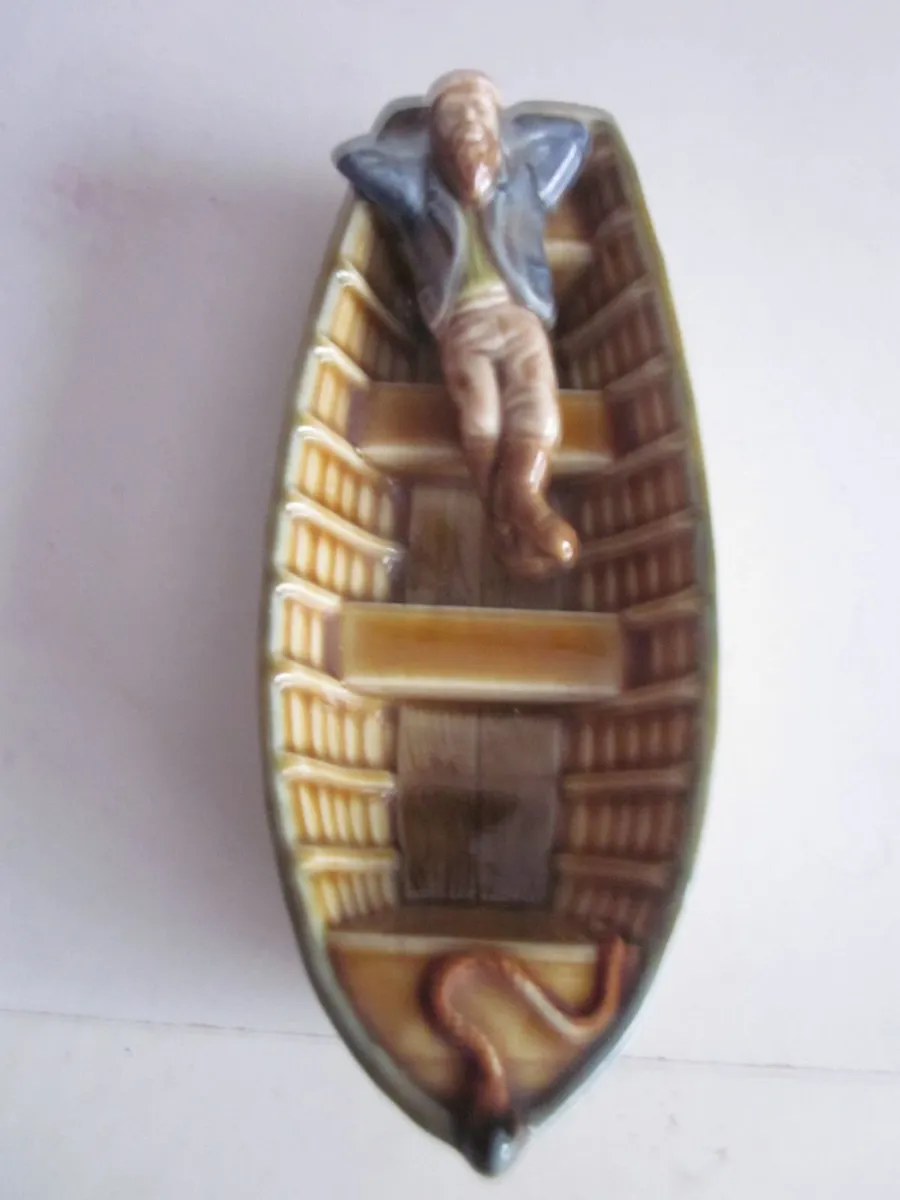 Vintage Wade Porcelain Fishing Man Asleep In Boat - Image 1