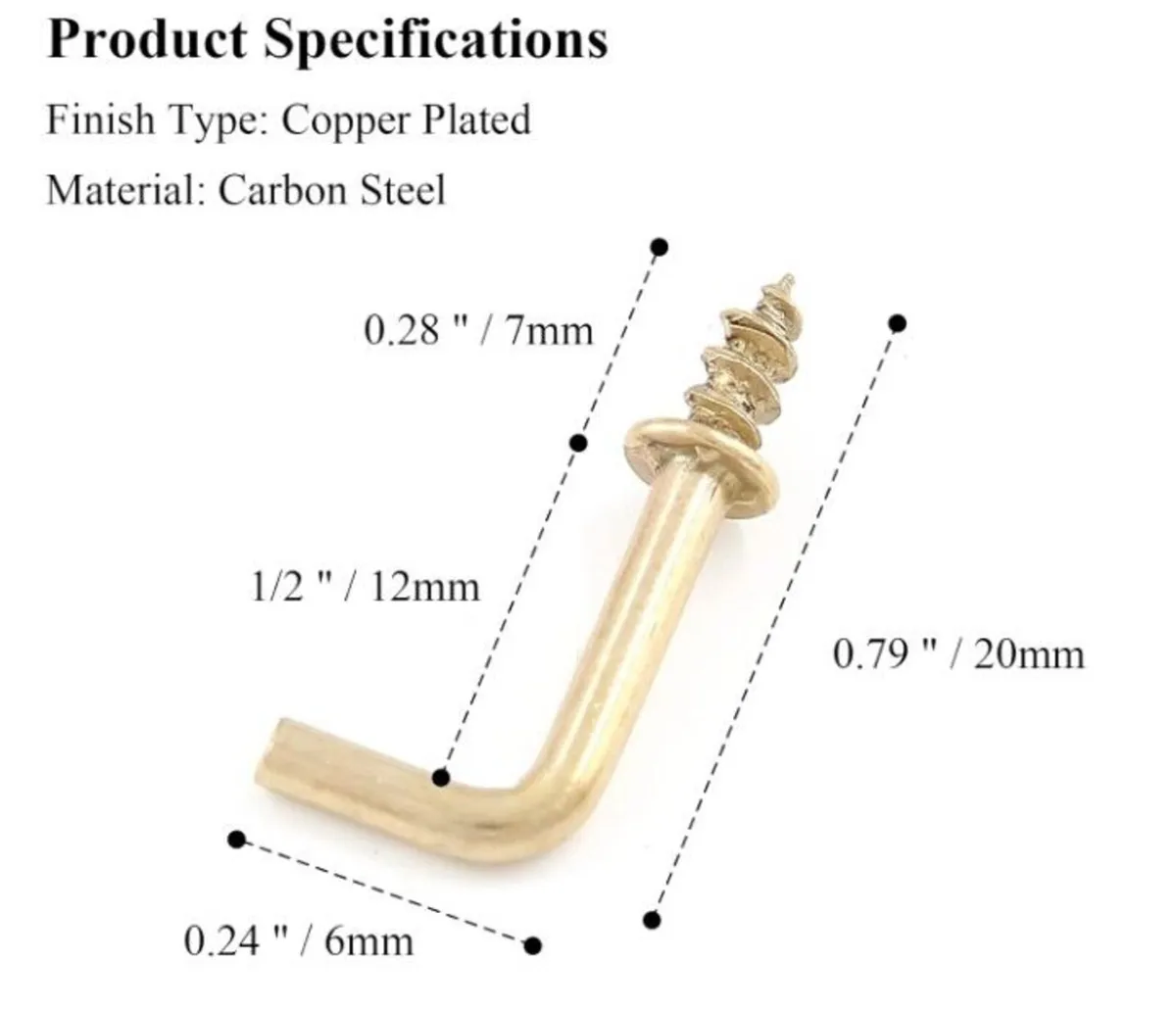 Small L Shaped Brass Hooks - Image 3