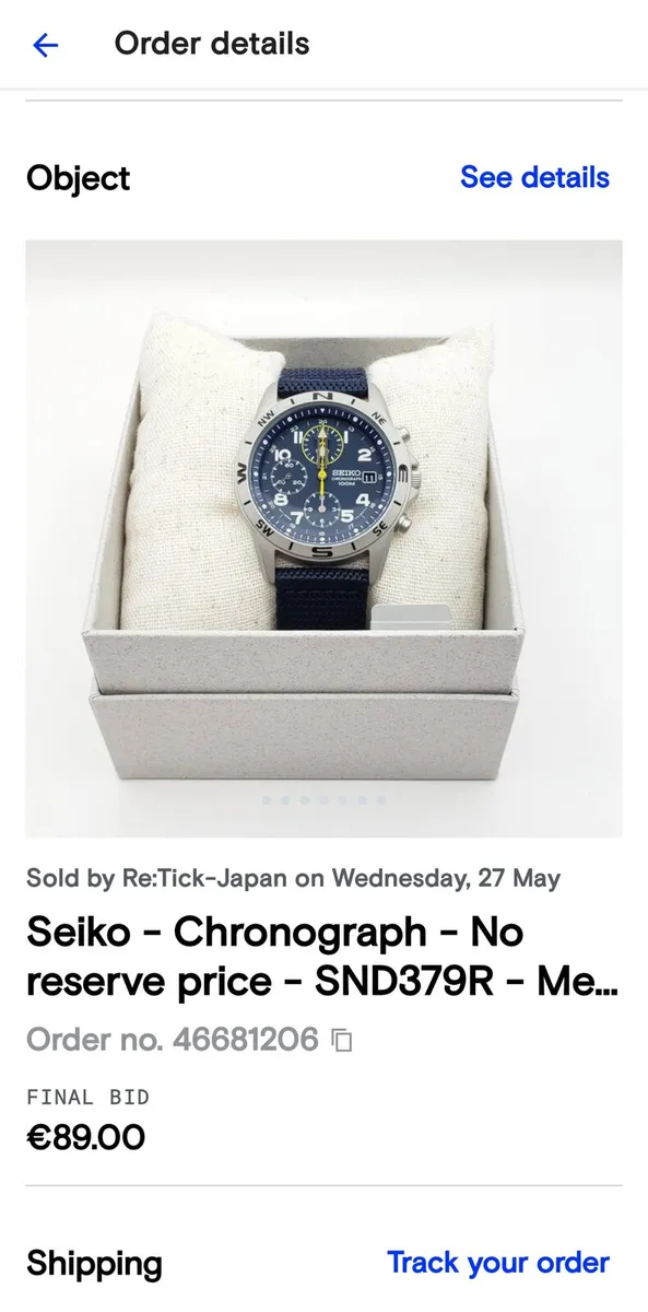 New Seiko Chronograph 100m SND379R - Image 1