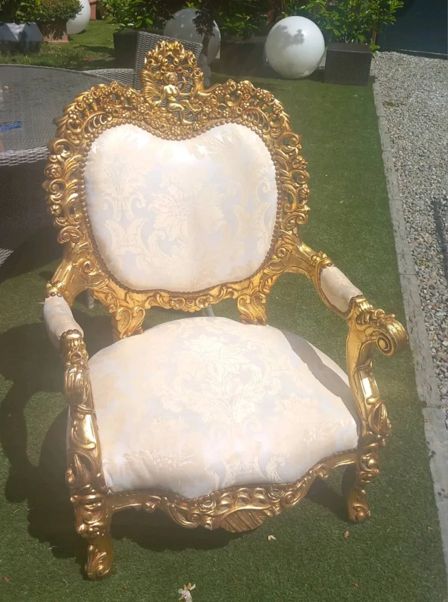 Stunning ornate King Louis XV throne chair D18 - Image 1