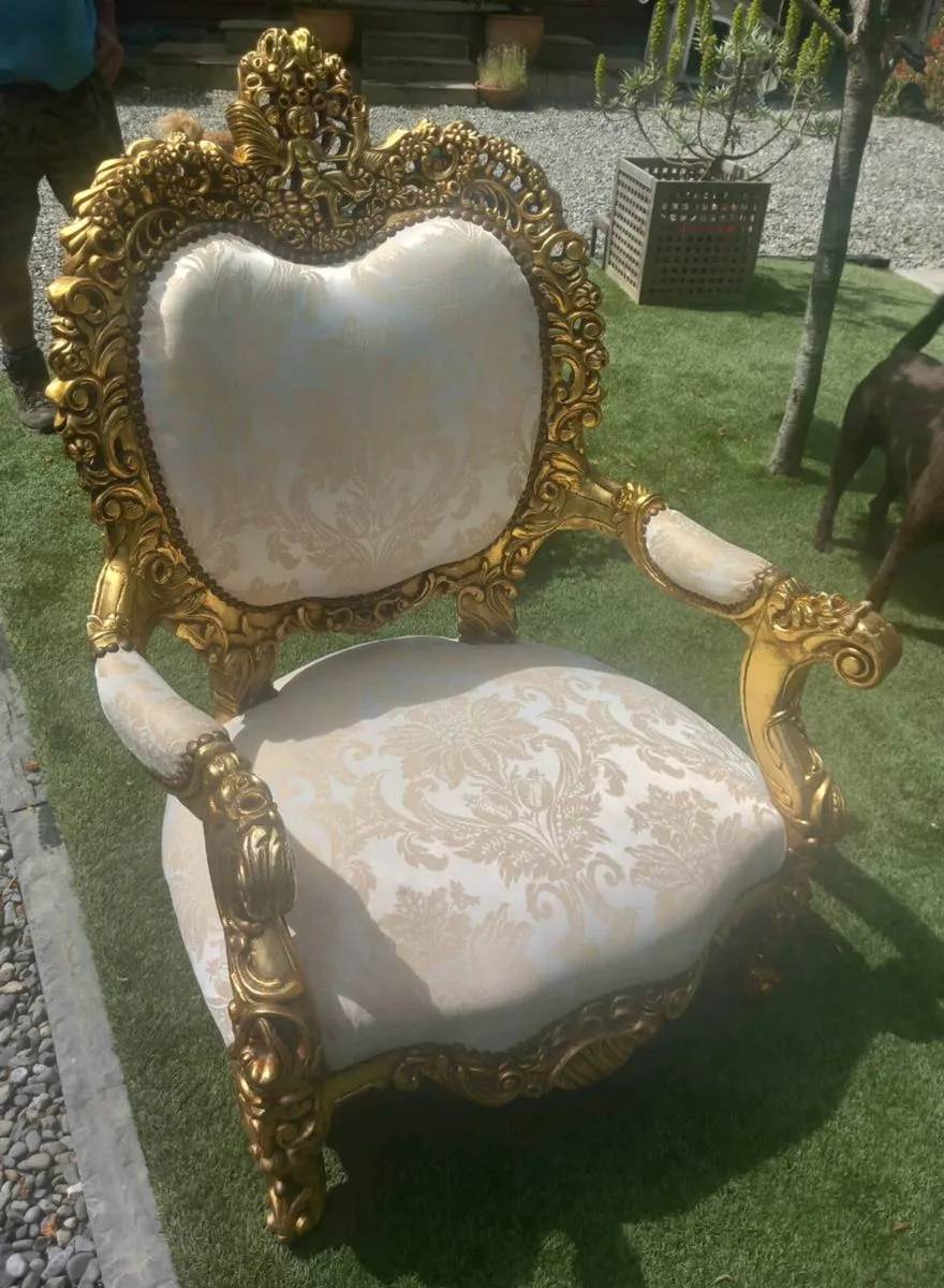 Stunning ornate King Louis XV throne chair D18 - Image 4