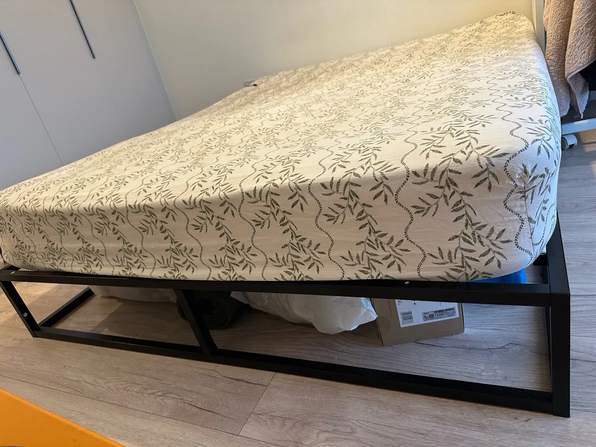 King size  metal bed with mattress - Image 2
