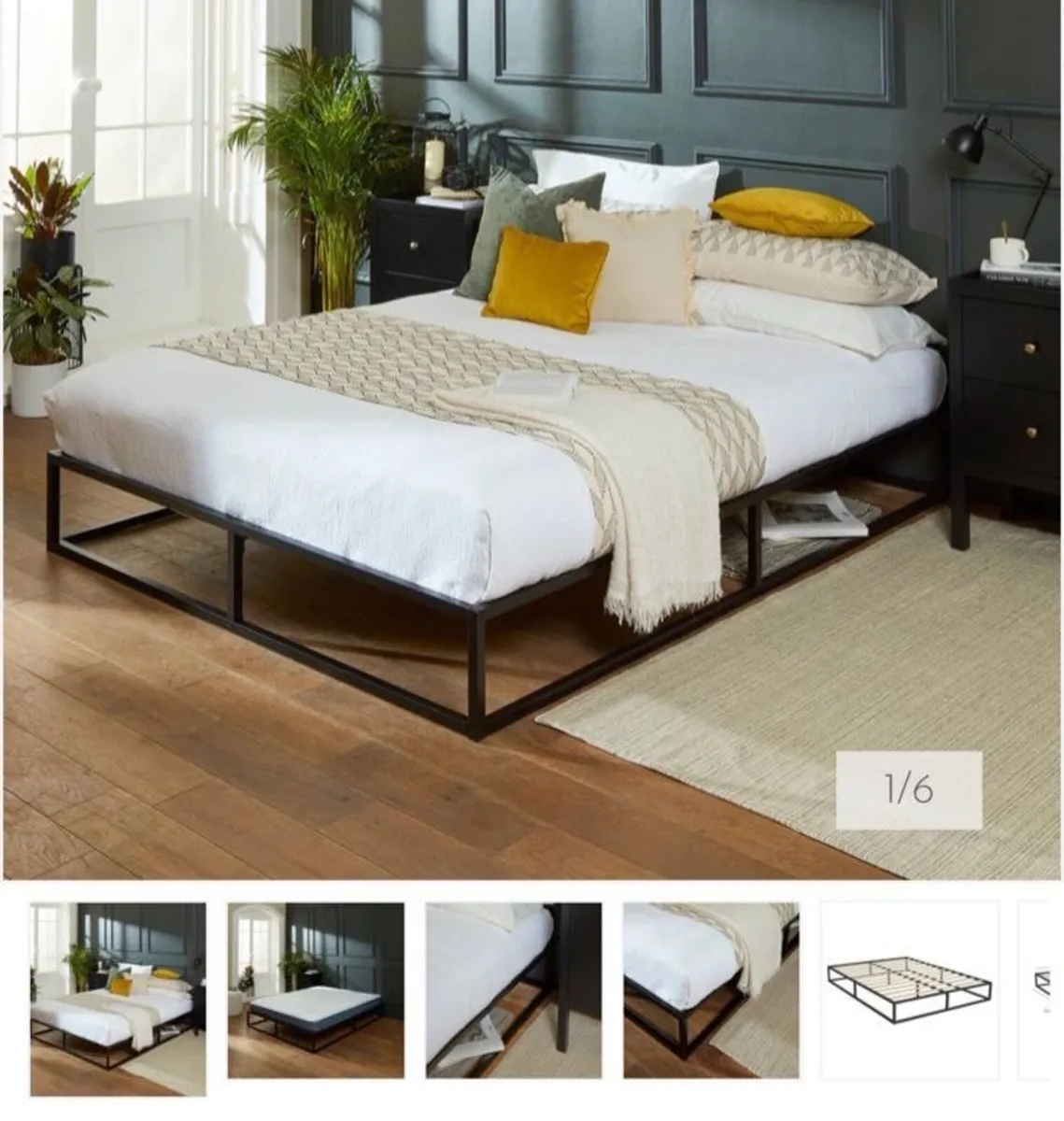 King size  metal bed with mattress - Image 3