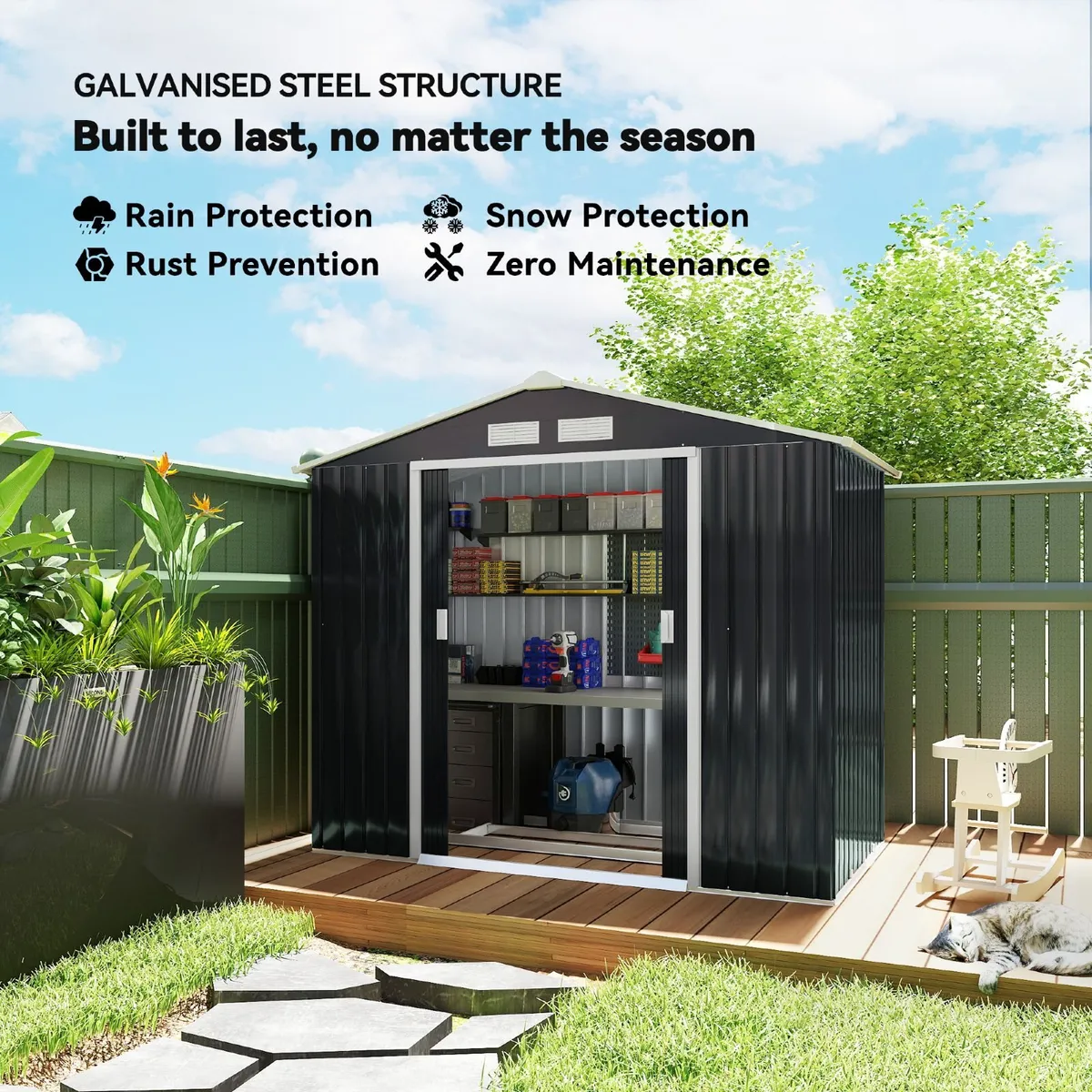 7ft x 4ft Lockable Garden Shed - Image 3