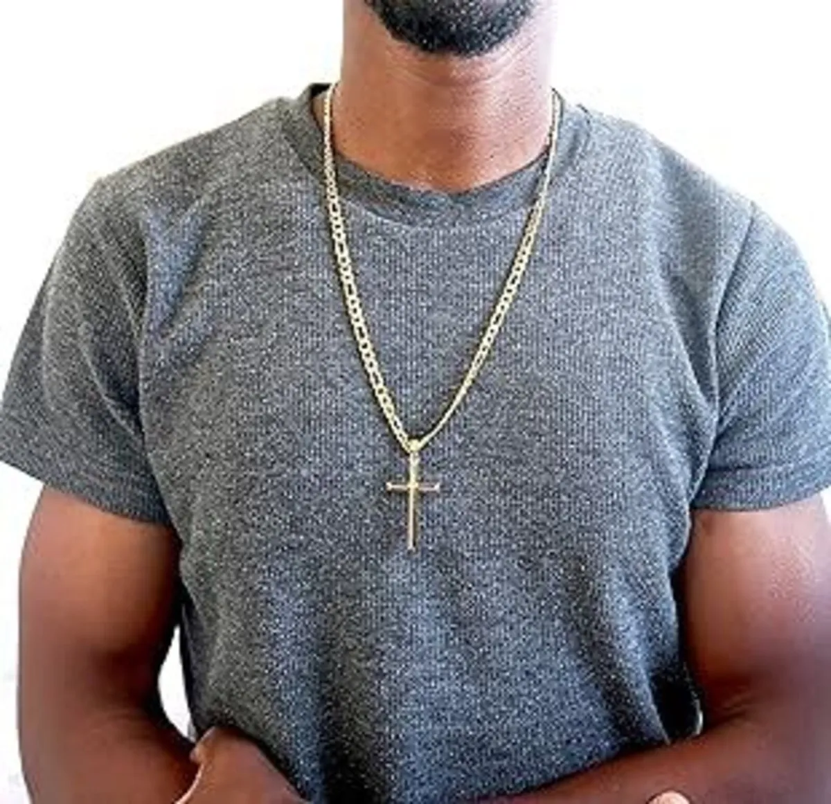 Adorato Jewelry 24k Gold Cross Figaro  22" Chain - Image 1