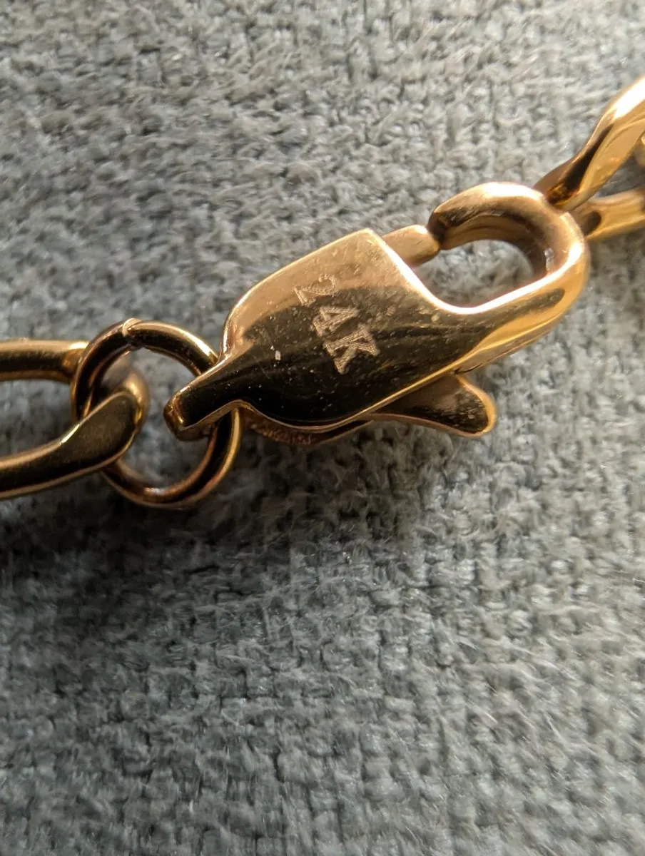 Adorato Jewelry 24k Gold Cross Figaro  22" Chain - Image 2