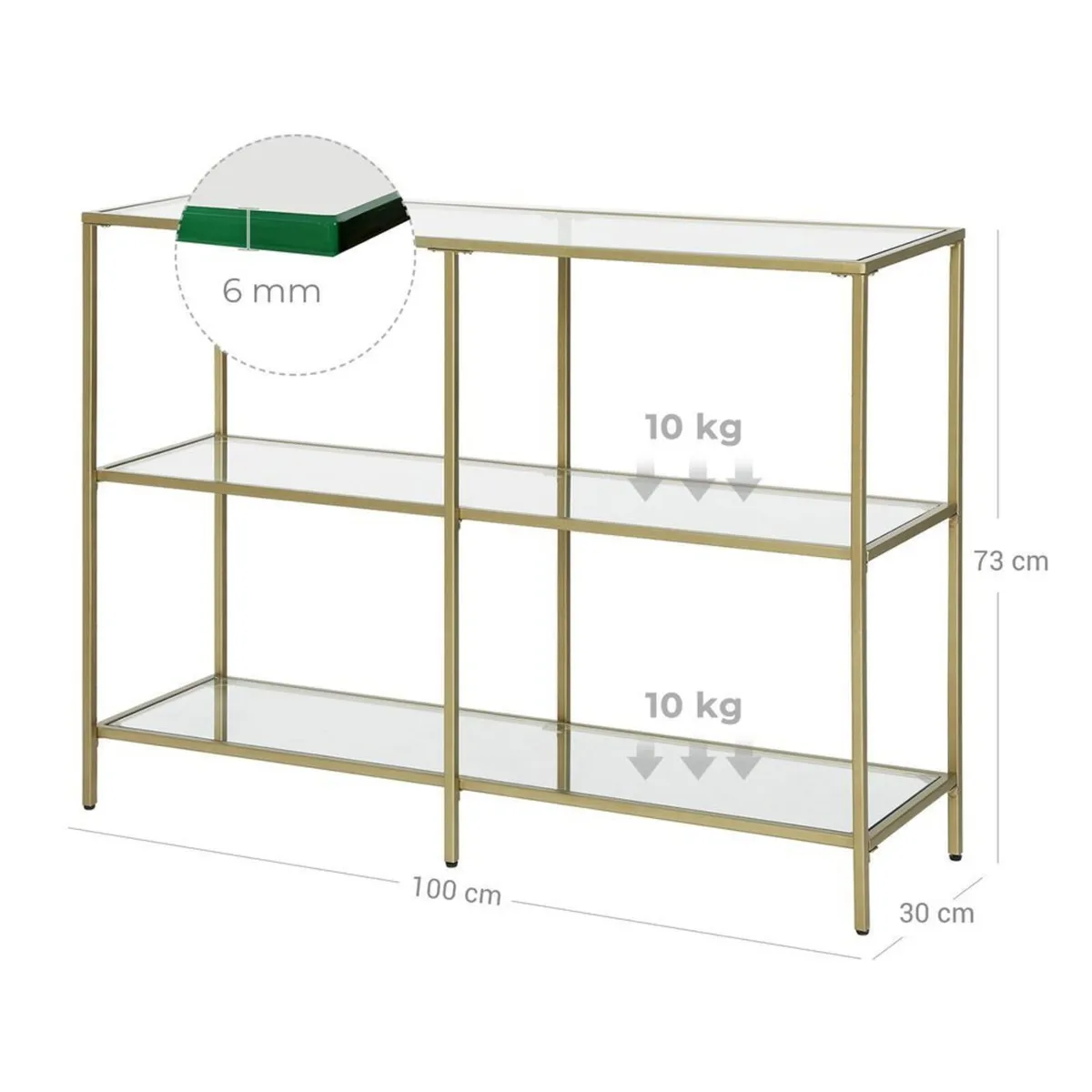 Gold Glass Console Table - Image 4