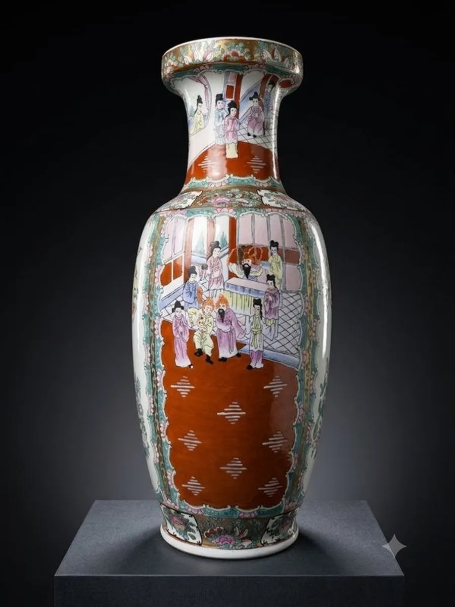 A Famille Rose Chinese Ceramic Large Vase - Image 1