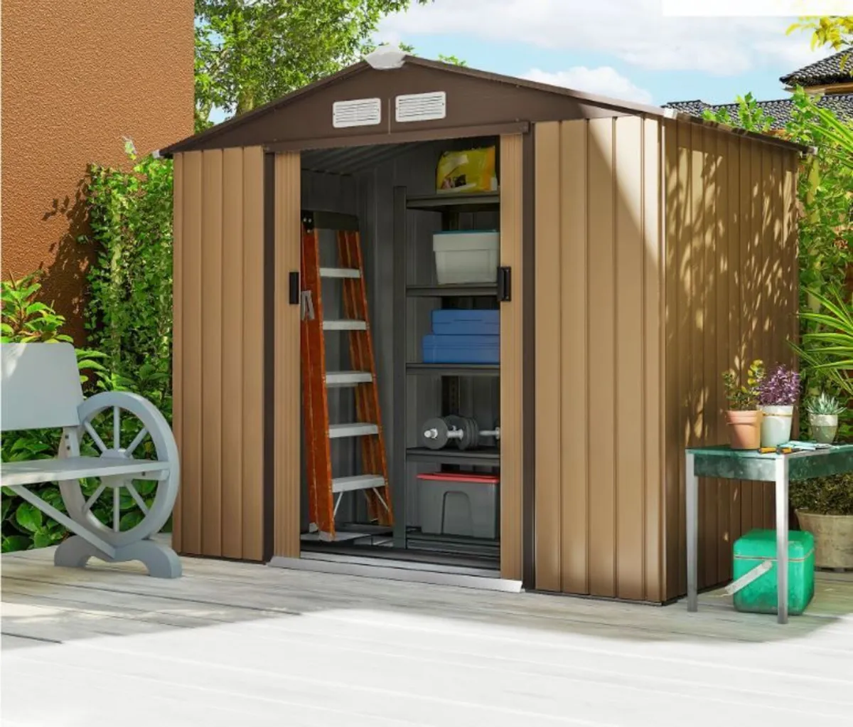 Metal 7ft x 4ft Garden Shed Large Patio - Image 1