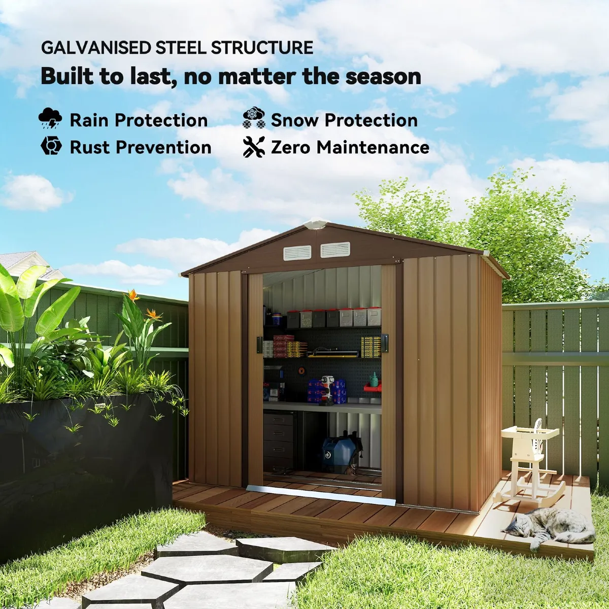 Metal 7ft x 4ft Garden Shed Large Patio - Image 3
