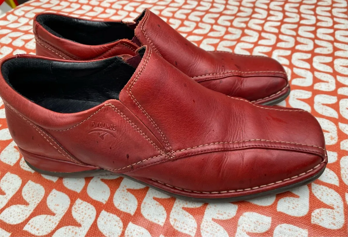 Pair of Pikolinos Leather Loafer Shoes, Red, 39 - Image 4