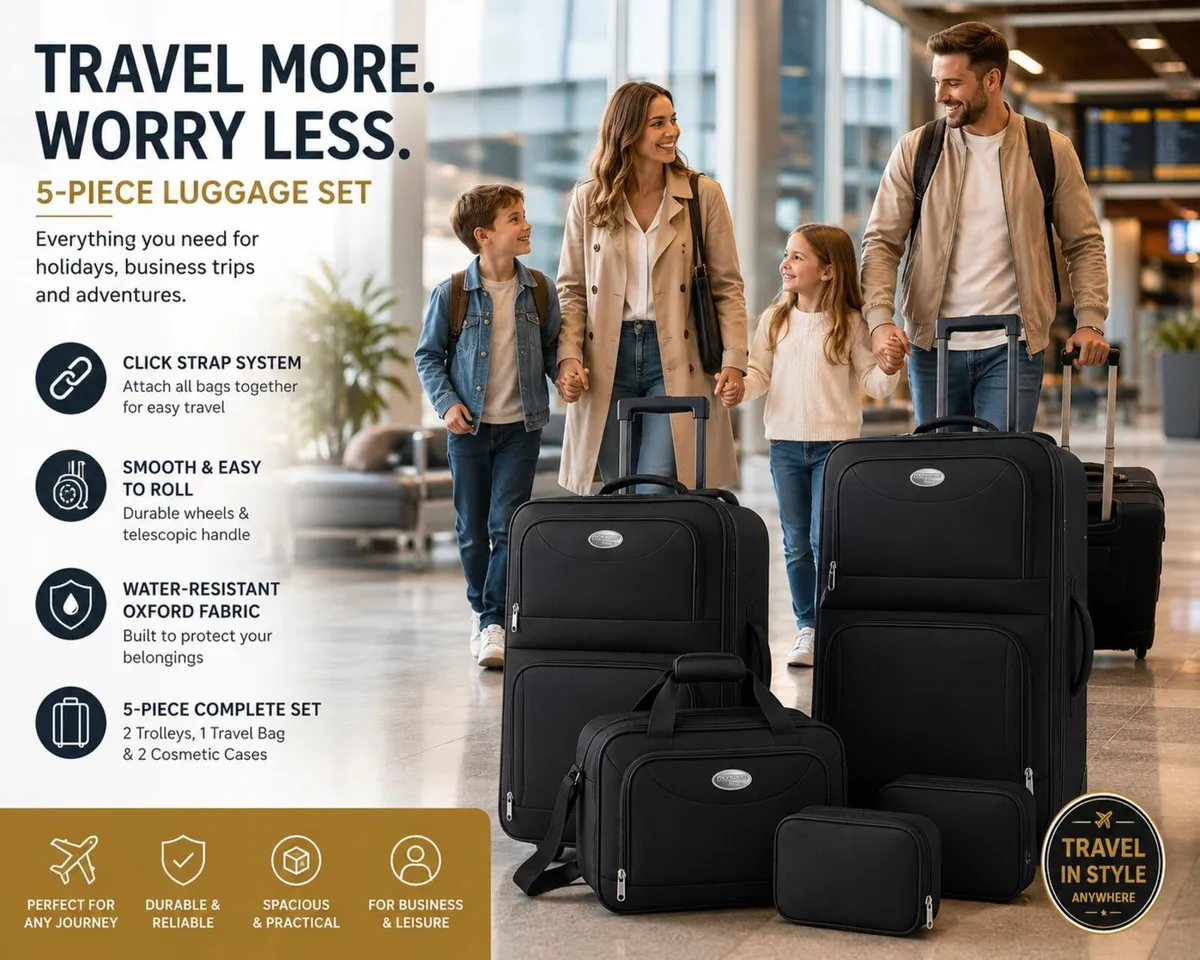 5-Piece Travel Luggage Set – Trolley Suitcases, - Image 1