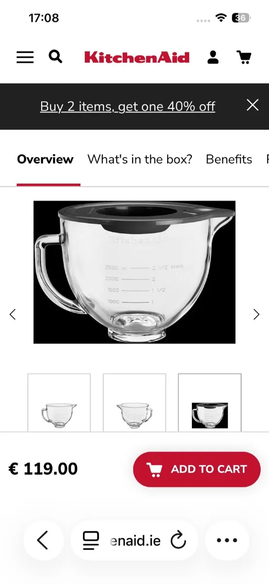 Glass bowl with cover for Kitchenaid stand mixer - Image 1
