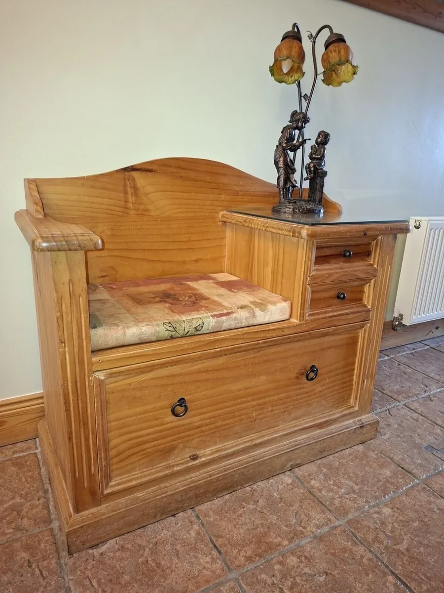 Solid Pine Phone Table with Storage