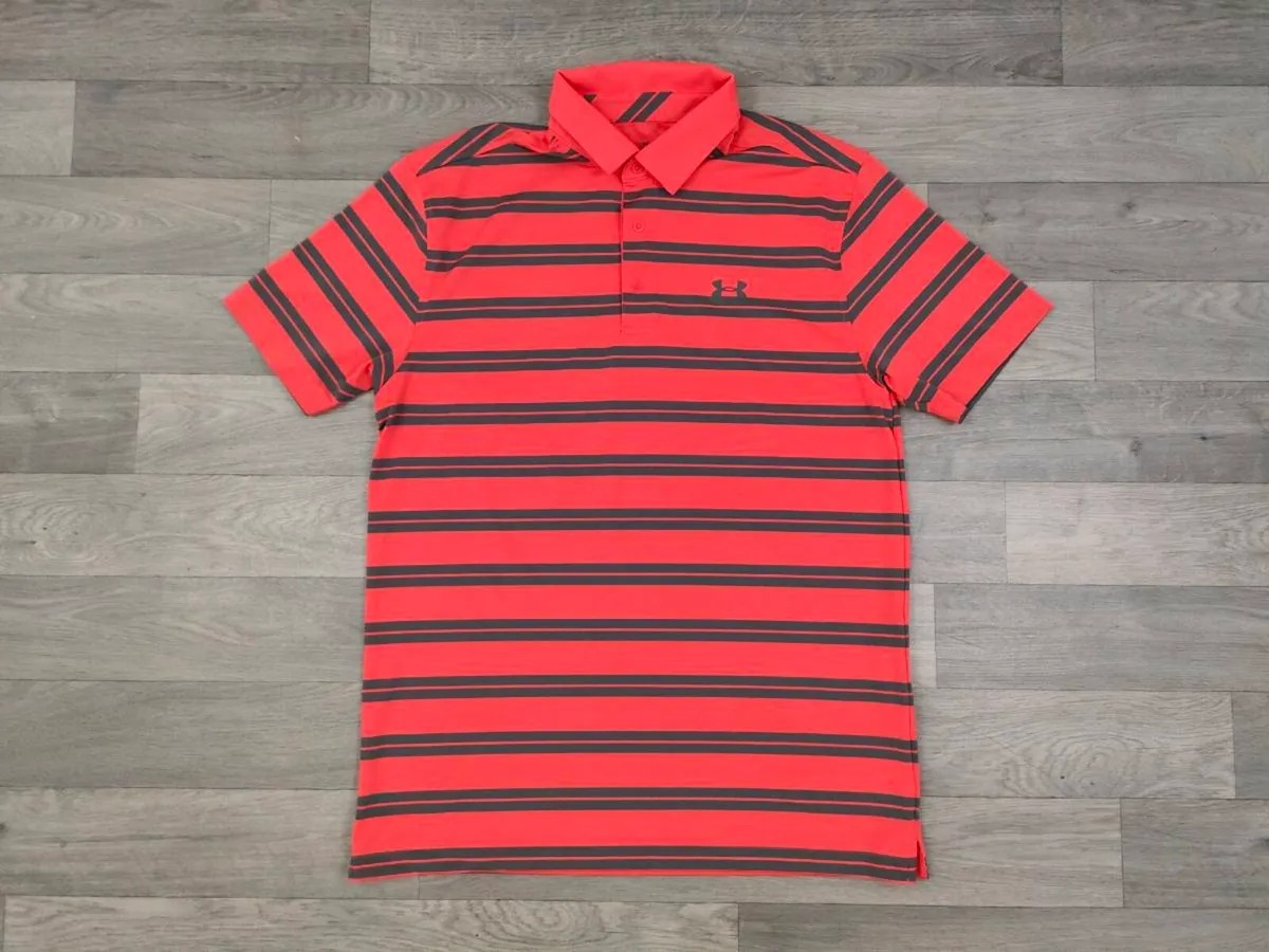 Under Armour Striped Golf Polo Short Mens Medium - Image 1