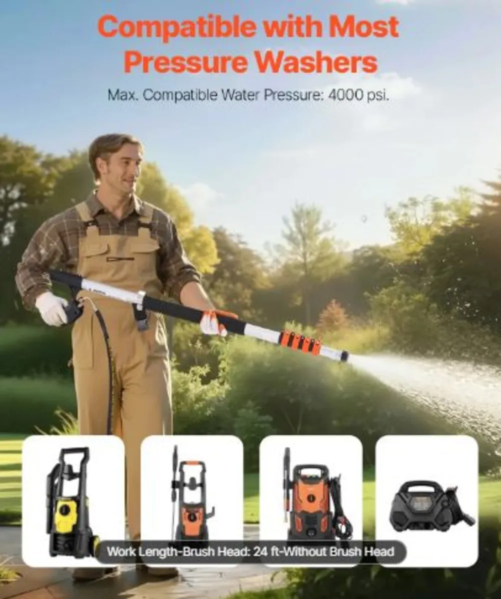 Pressure Washer Telescoping Wand, 24 ft, 4000 psi, - Image 2