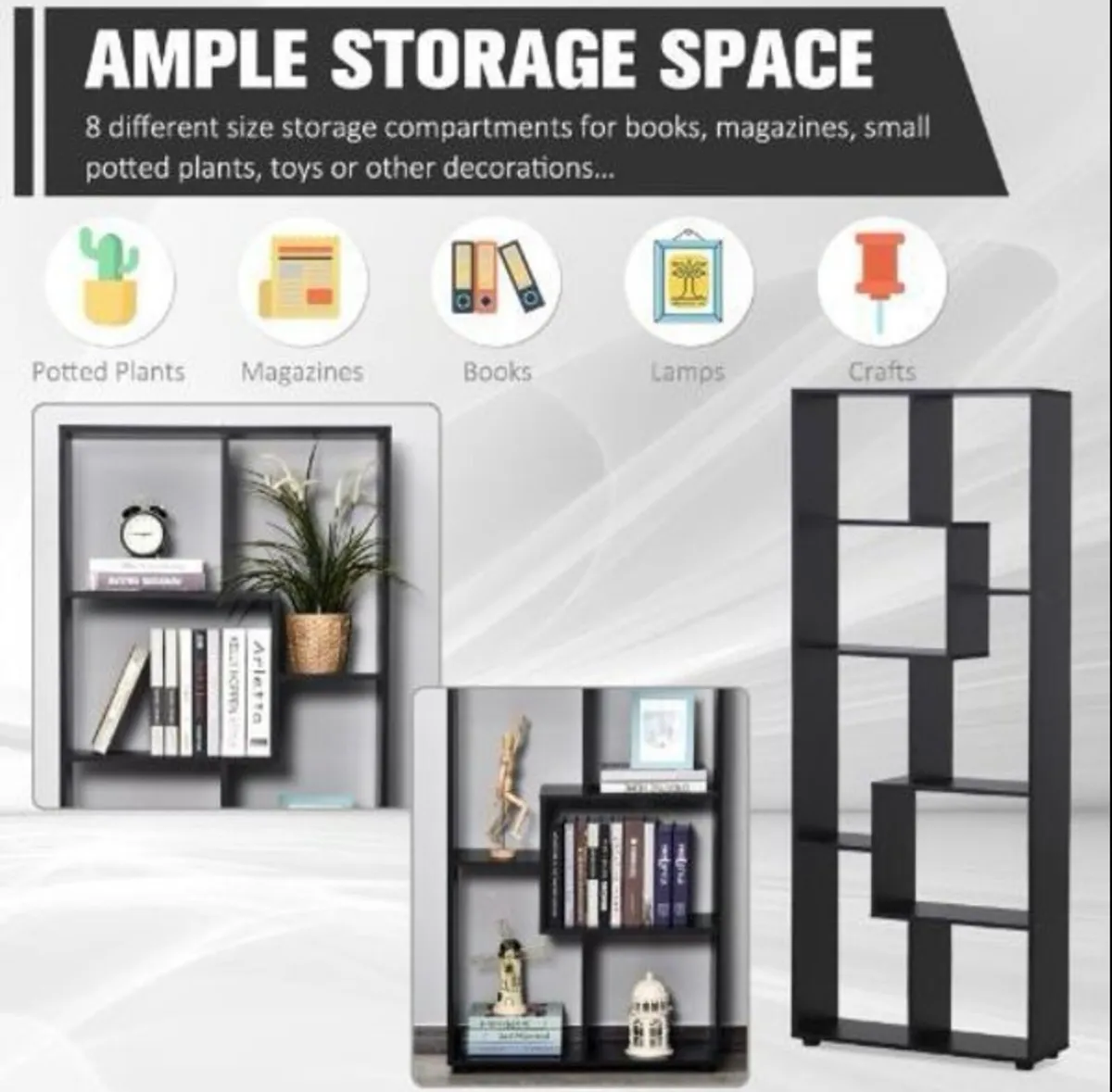 178cm Tall Black Bookshelf - Image 3