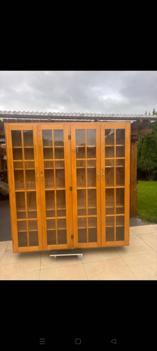 Wooden bookcase with glass panelled doors - Image 4