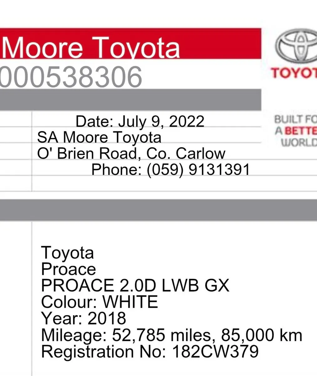 Toyota Proace 2018 No VAT - Image 2
