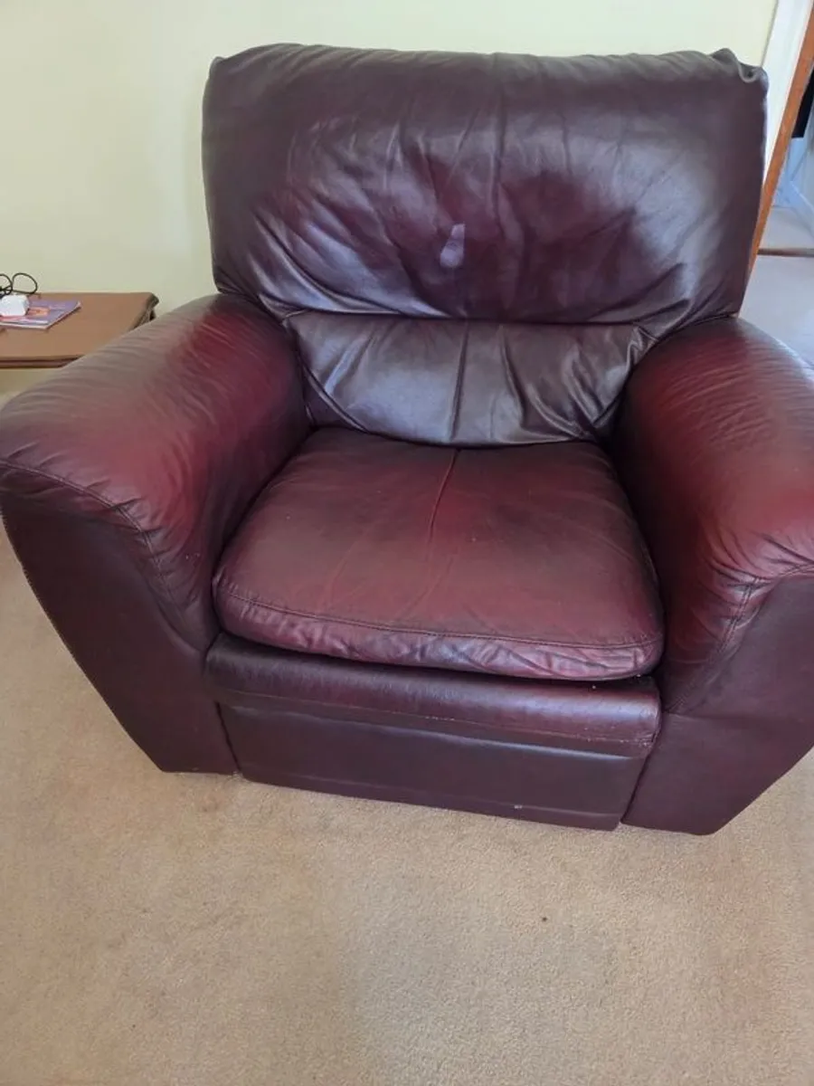 FREE TO COLLECT- Burgundy Italian leather recliner - Image 1