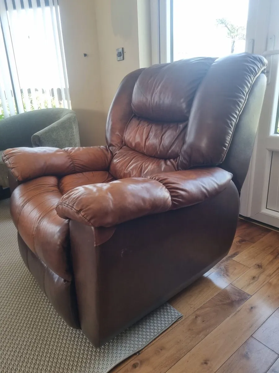 FREE brown leather recliner chair sofa - Image 1