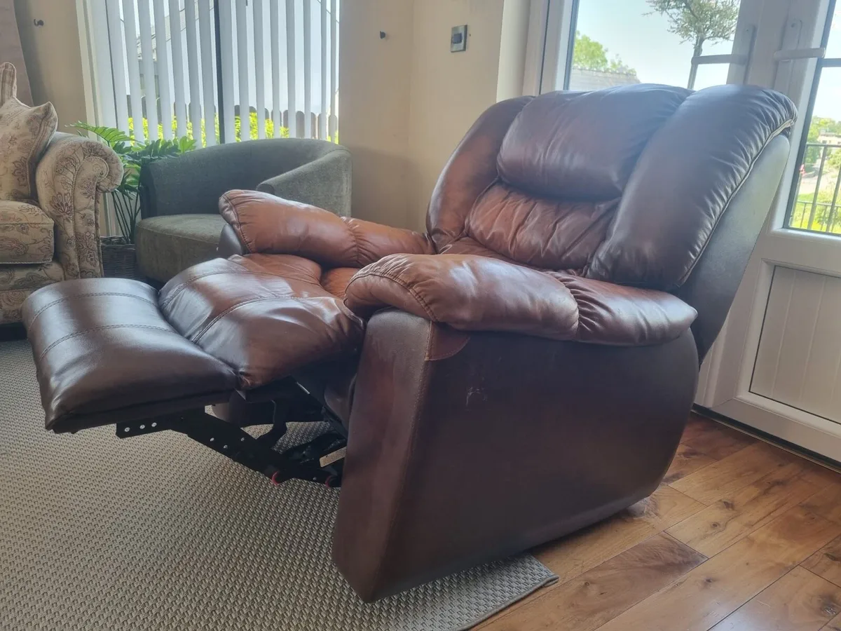 FREE brown leather recliner chair sofa - Image 2