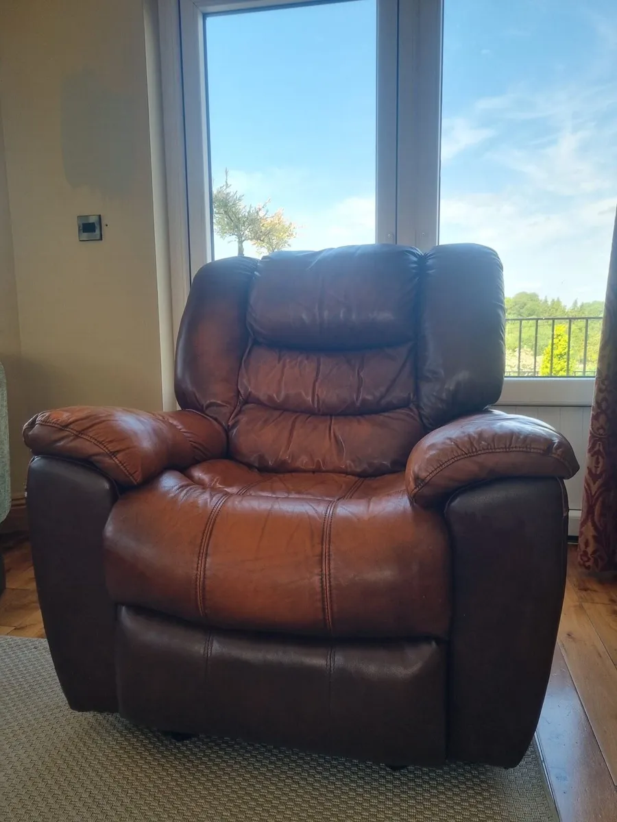 FREE brown leather recliner chair sofa - Image 3