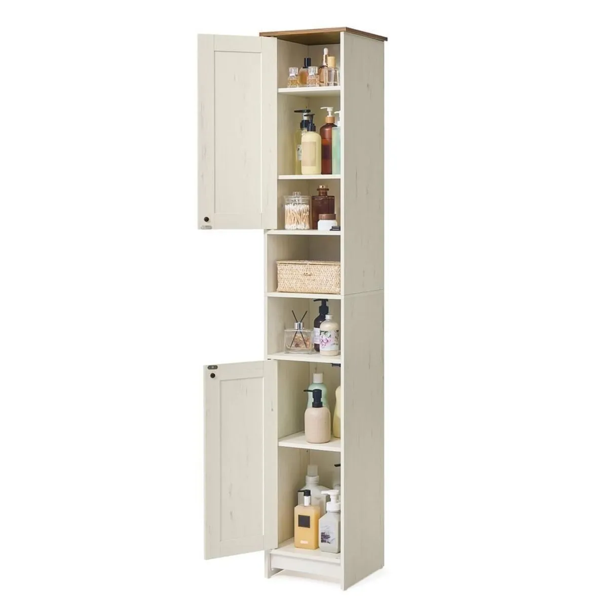 Tall Narrow Storage Cabinet White Slim Bathroom - Image 2