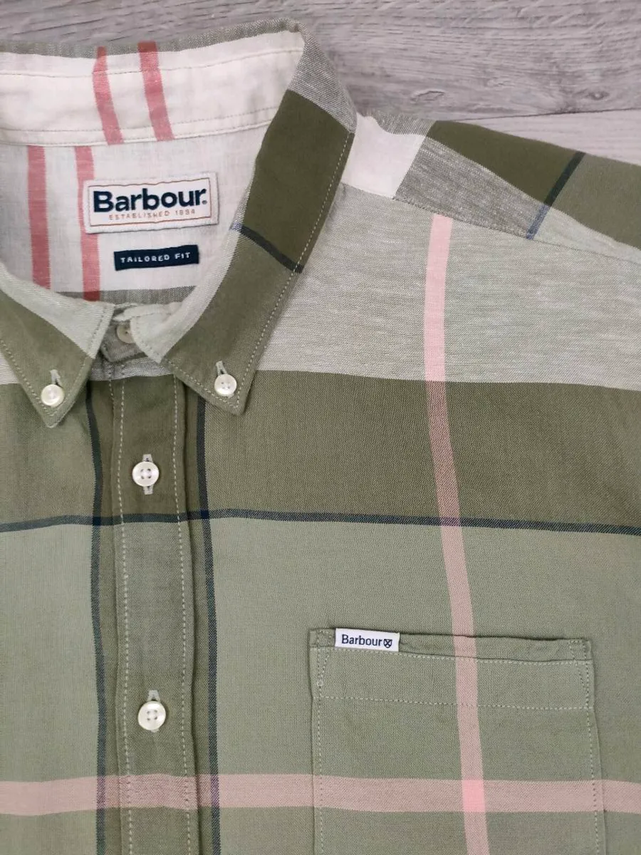 Barbour Linen Blend Short Sleeve Check Shirt XXL - Image 3