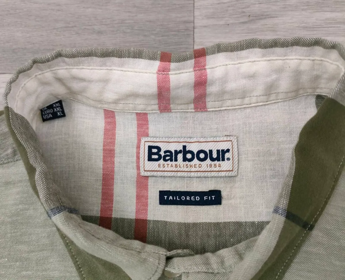 Barbour Linen Blend Short Sleeve Check Shirt XXL - Image 4