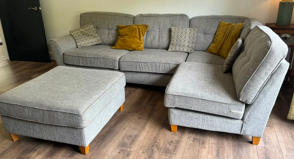 L‑Shaped Grey Fabric Couch – 260 cm x 180 cm - Image 2