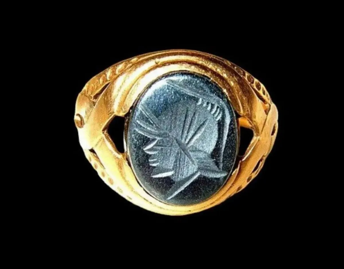 Vintage 9ct Hematite Intaglio Signet Ring - Image 3