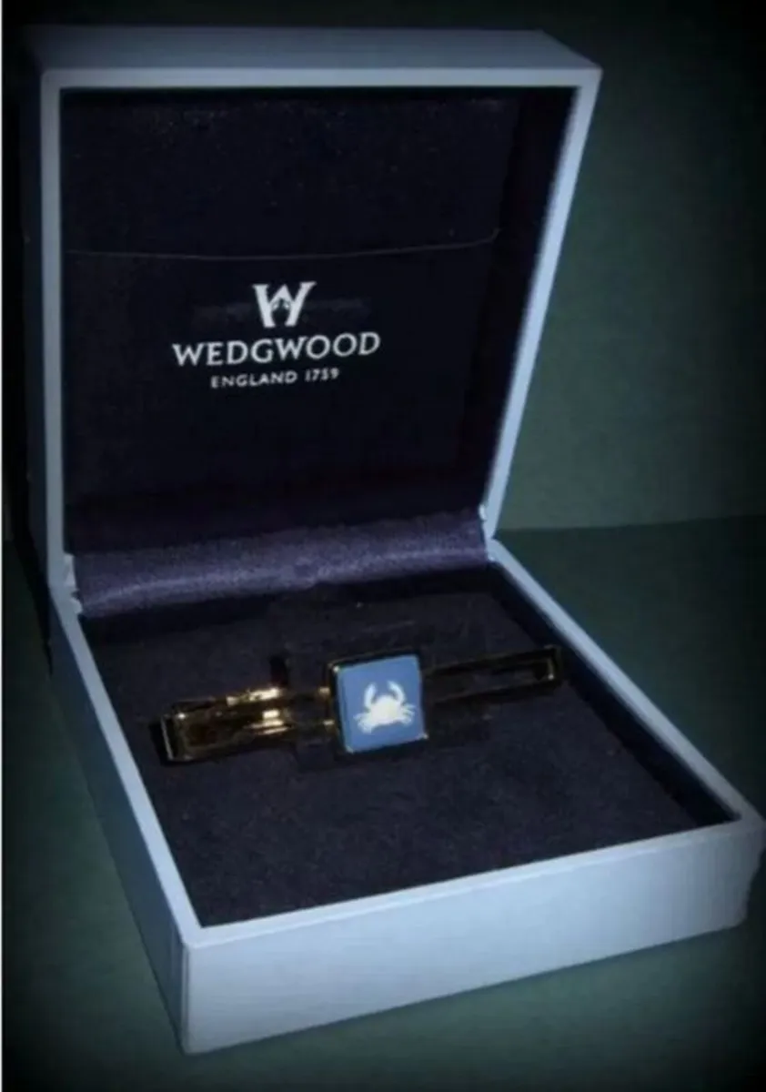Vintage Authentic Wedgewood Gold Trimmed Tie Pin's - Image 1