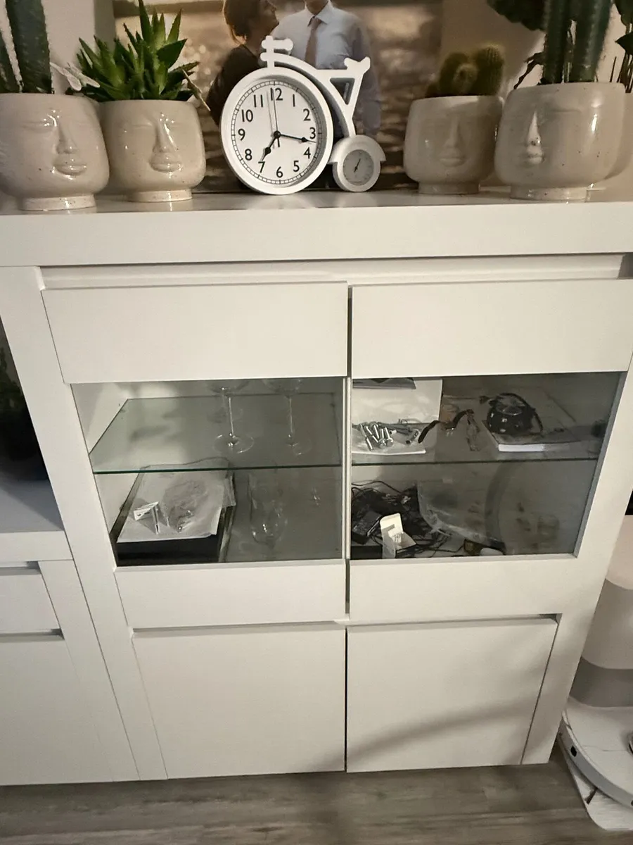 White Living Room Furniture Set with Cabinets…. - Image 1