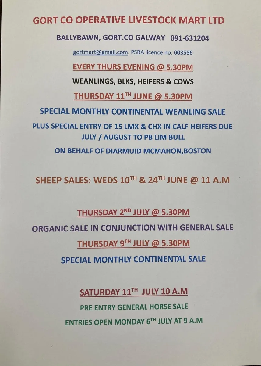 Gort Mart: 11th June ⭐️Special Continental sale - Image 1