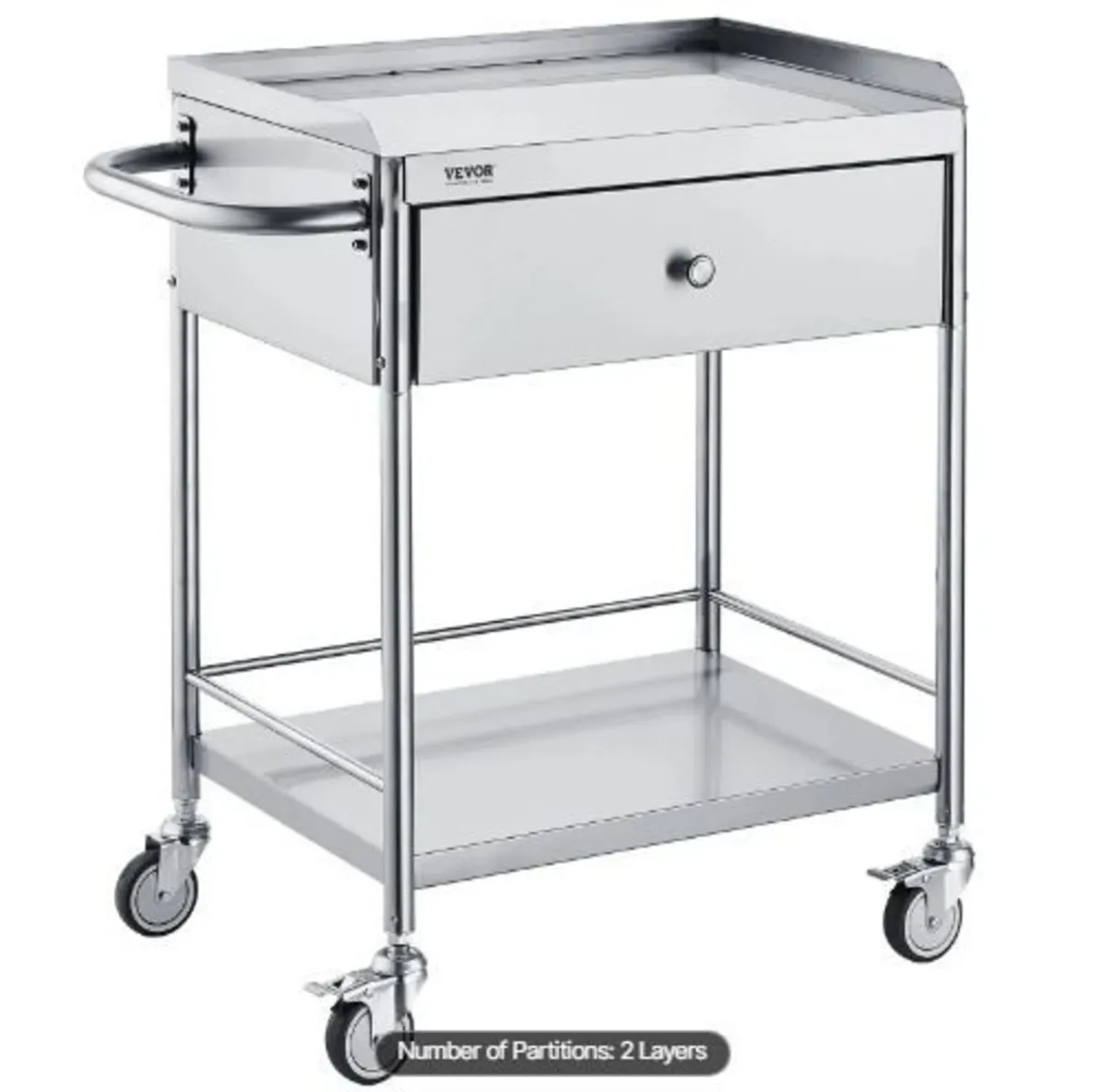 Medical Cart, 2 Layers Stainless - Image 3