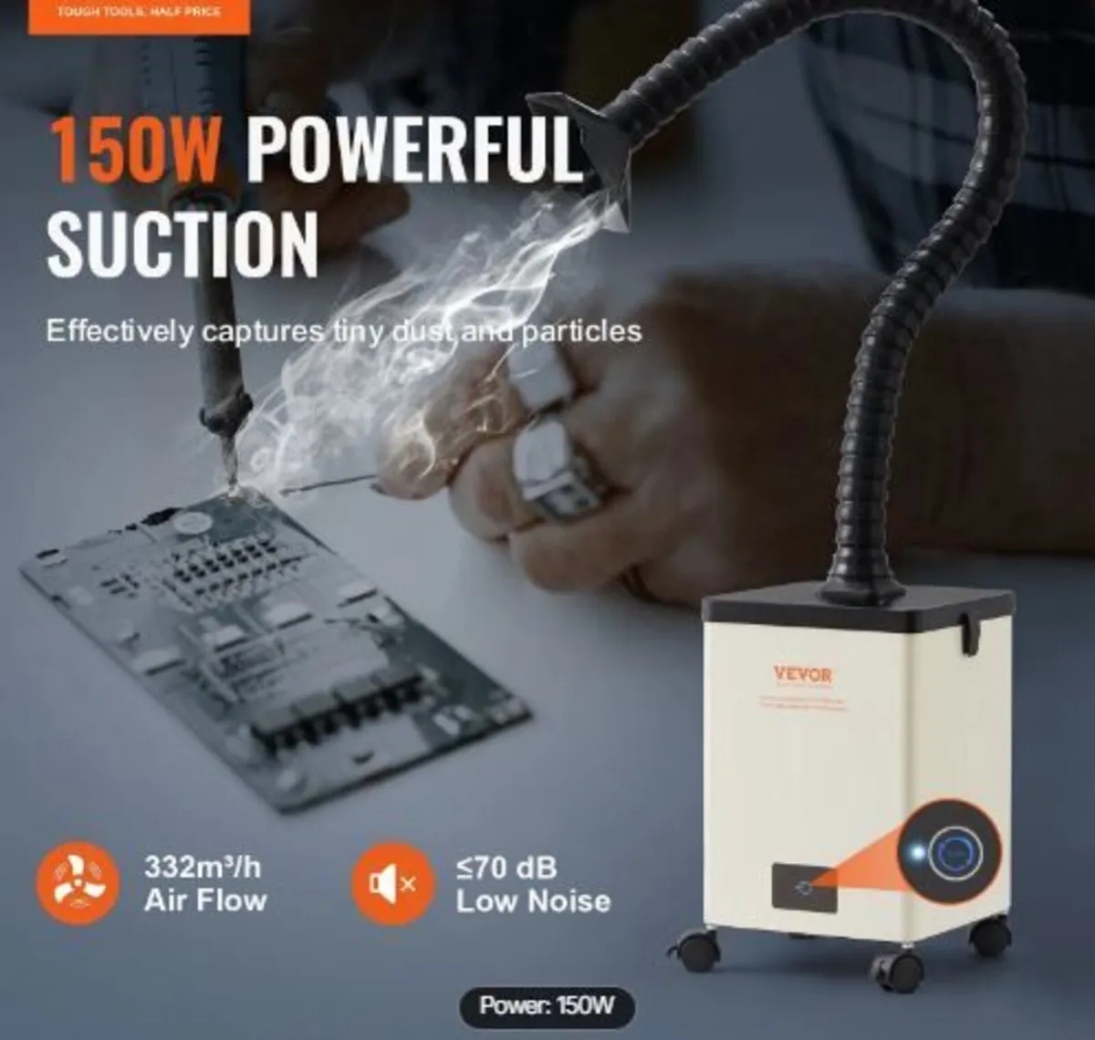 150W Soldering Fume Smoke Extractor 3-Stage - Image 2