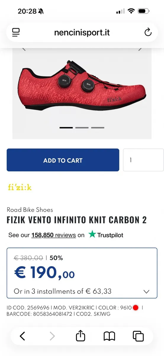 Fizik Vento Infinito carbon sole road shoes - Image 2